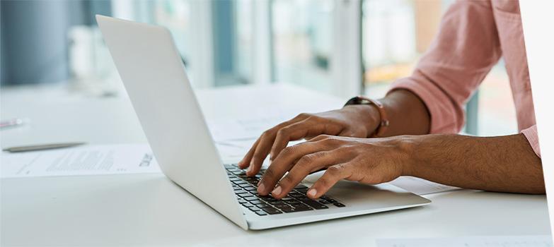 Customer viewing USPS service refunds online app on a tablet.